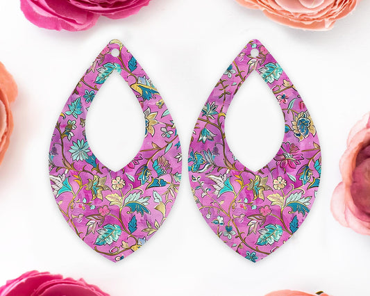 Ornate Flowers Teardrop Earrings Blanks