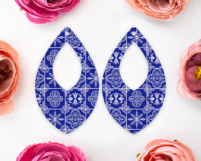 Blue Tile Diamond Teardrop Earrings Blanks