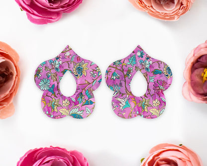 Ornate Flowers Petal Teardrop Earrings Blanks