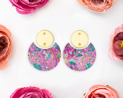 Ornate Flowers Circle Drop Earrings Blanks