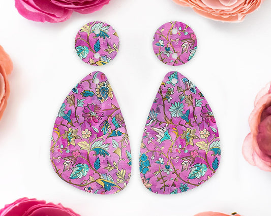 Ornate Flowers Teardrop Earrings Blanks