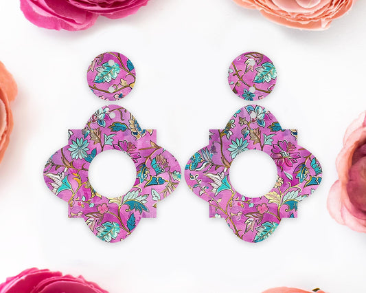 Geometric Ornate Flowers Earrings Blanks