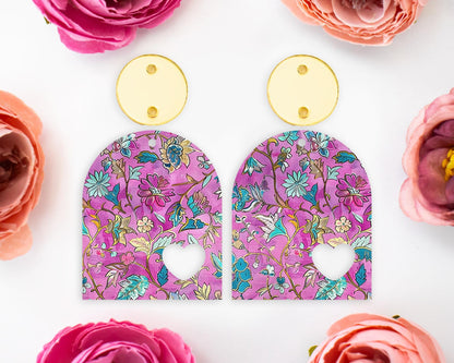 Ornate Flowers Heart Arch Earrings Blanks