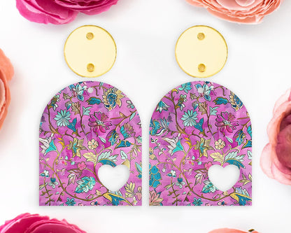 Ornate Flowers Heart Arch Earrings Blanks