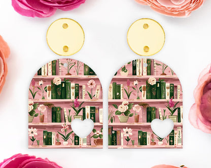 Pink Books Heart Arch Earring Blanks