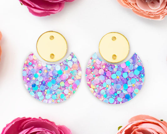 Pastel Confetti Sequins Circle Drop Earrings Blanks