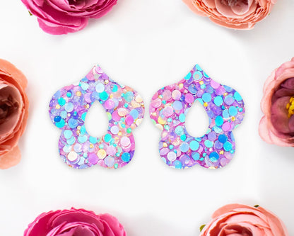 Pastel Confetti Sequins Petal Teardrop Earrings Blanks