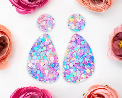 Pastel Confetti Sequins Teardrop Earrings Blanks
