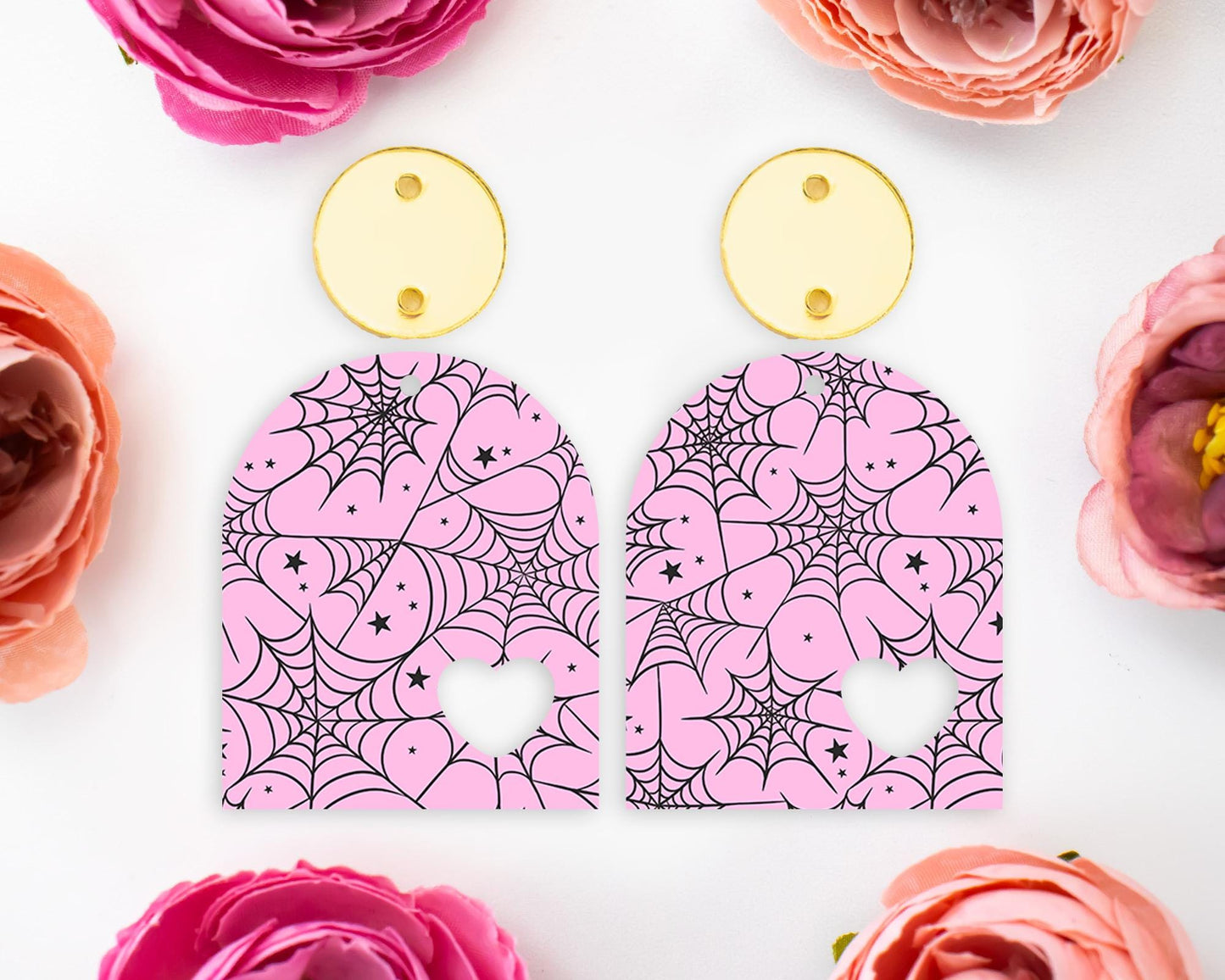 Pink Spider Webs Halloween Earring Blanks