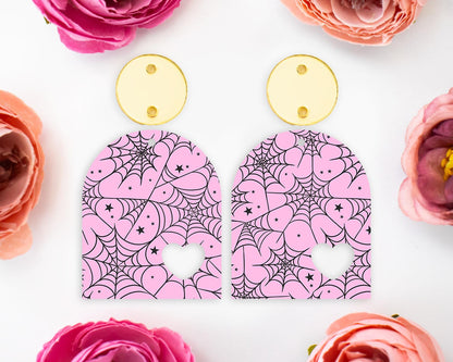 Pink Spider Webs Halloween Earring Blanks