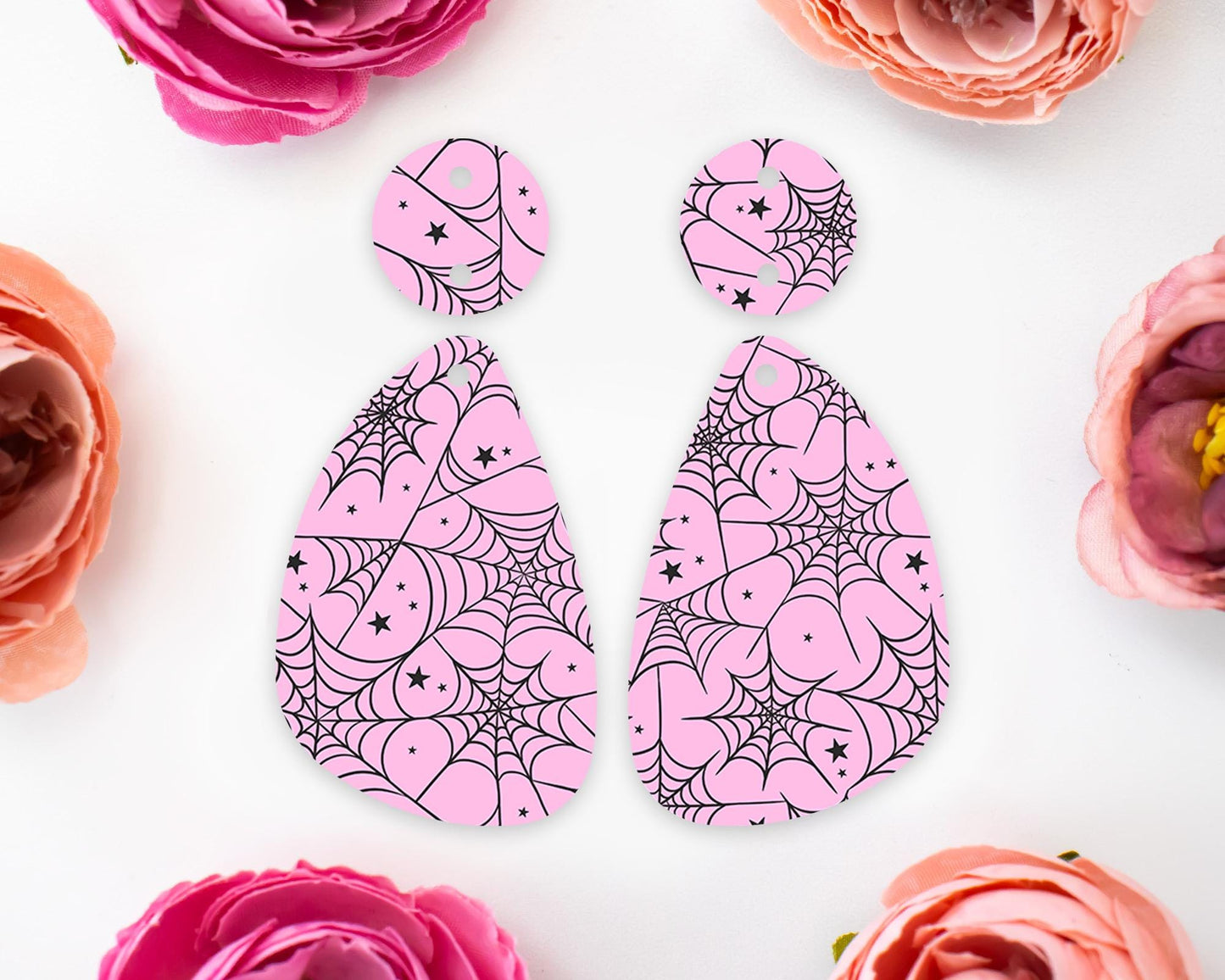 Pink Spider Webs Halloween Earring Blanks