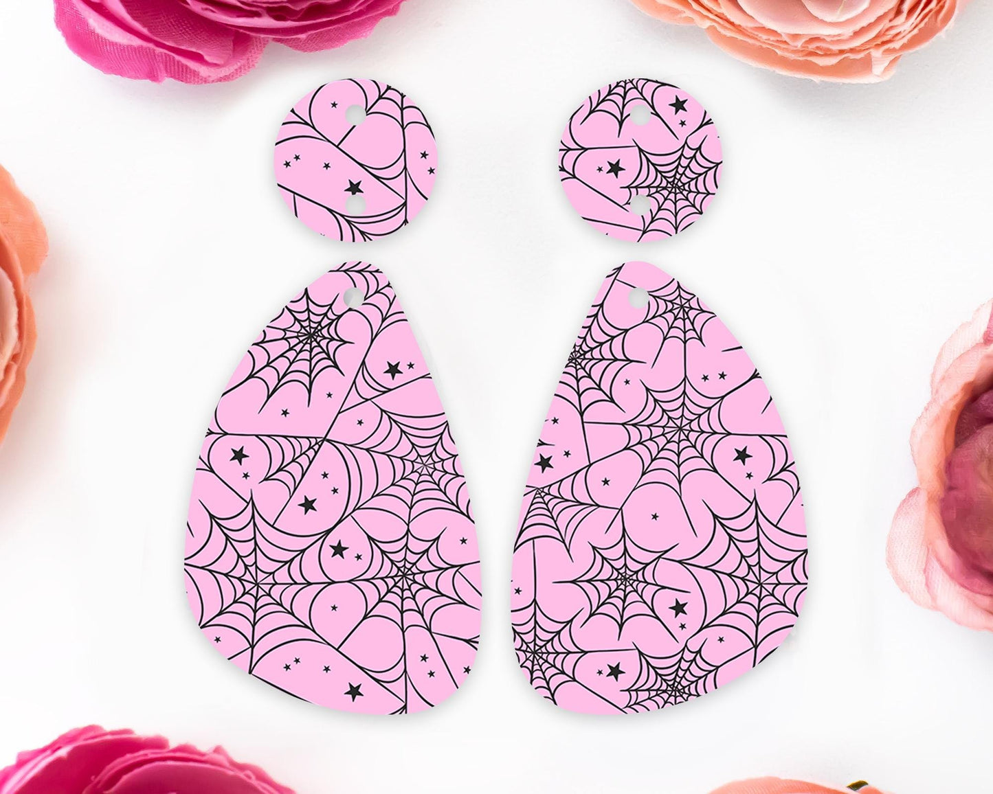 Pink Spider Webs Halloween Earring Blanks