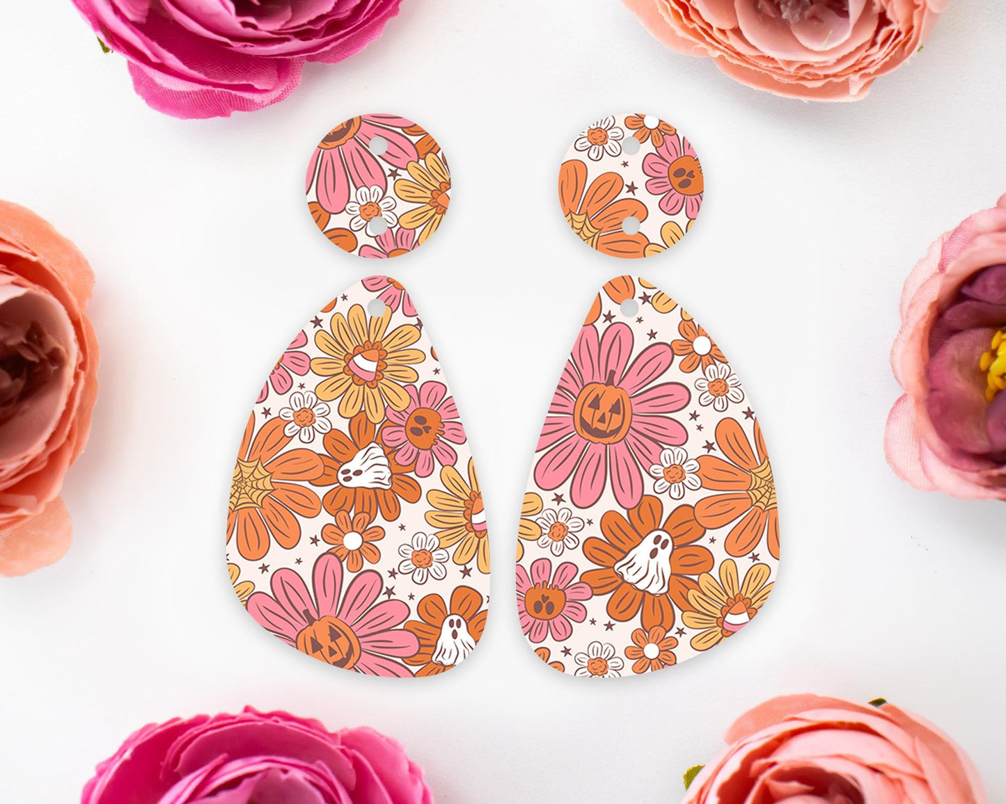 Pumpkin Halloween Teardrop Earring Blanks