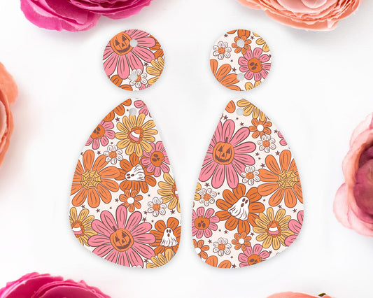 Pumpkin Halloween Teardrop Earring Blanks