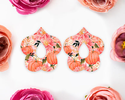 Floral Pumpkins Halloween Teardrop Earrings Blanks