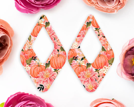 Flower Pumpkins Diamond Teardrop Earrings Blanks