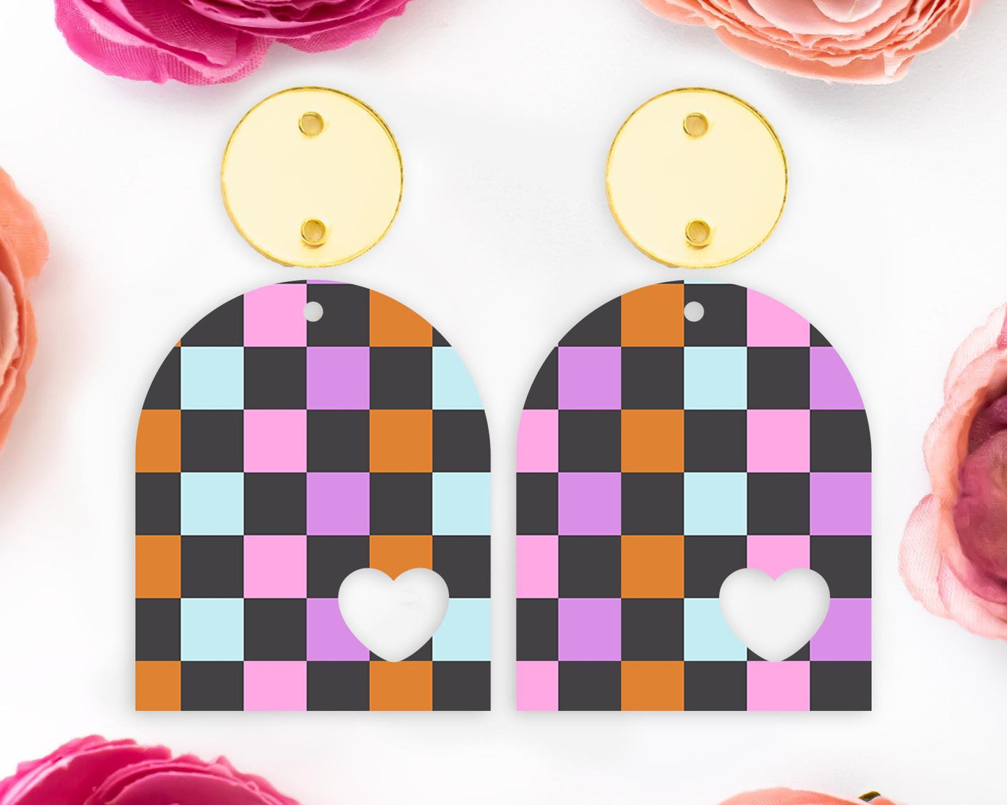 Halloween Checkered Arch Earring Blanks