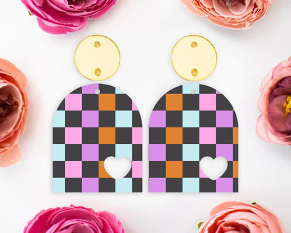 Halloween Checkered Arch Earring Blanks