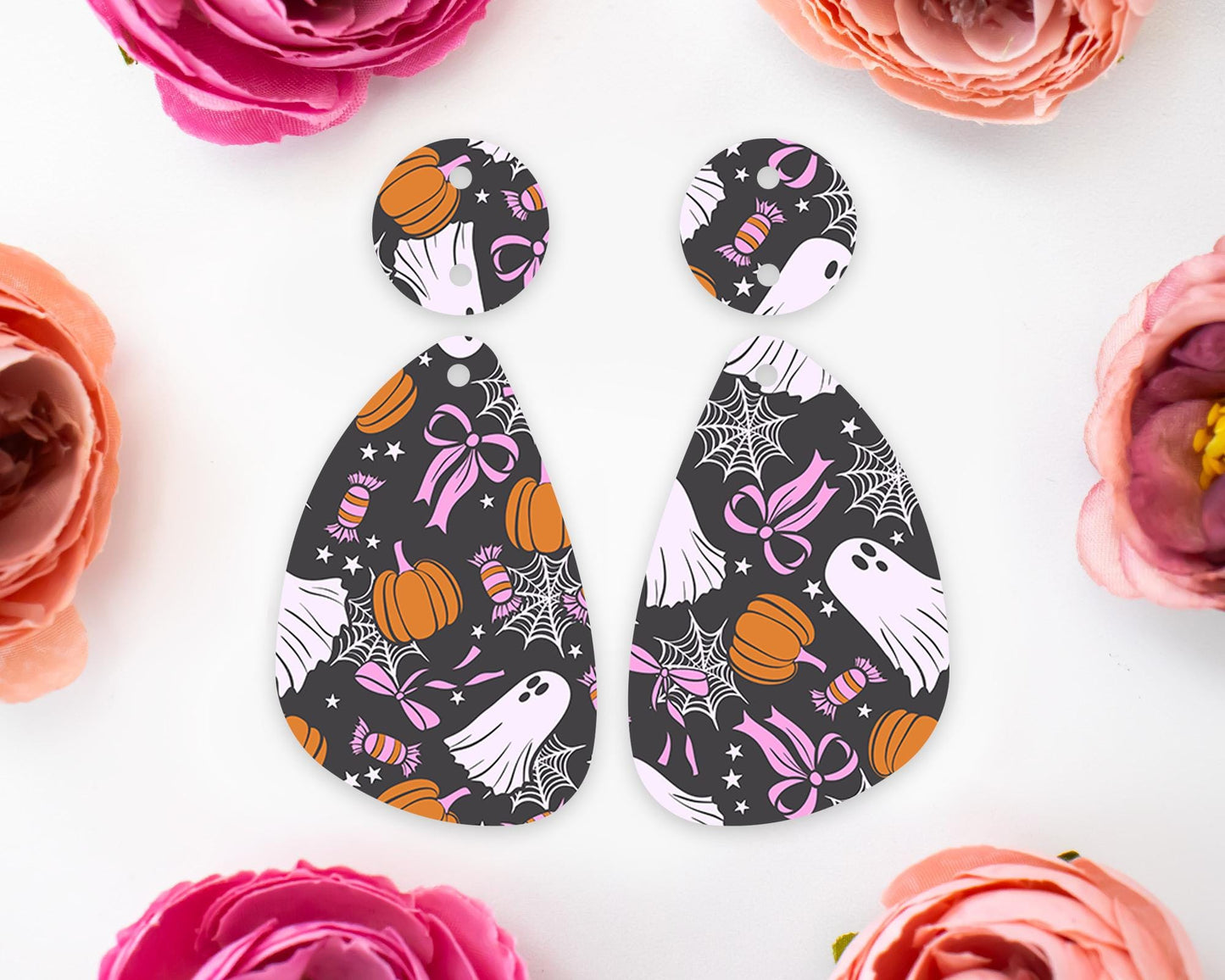 Ghost Bows Halloween Teardrop Earring Blanks