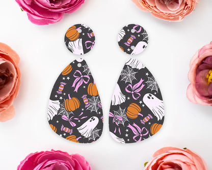 Ghost Bows Halloween Teardrop Earring Blanks
