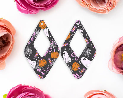 Bow Ghosts Halloween Diamond Teardrop Earrings Blanks