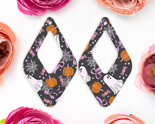 Bow Ghosts Halloween Diamond Teardrop Earrings Blanks