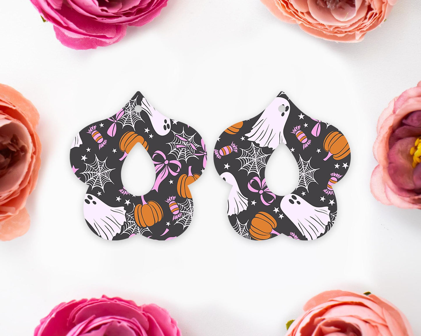 Bow Ghosts Halloween Teardrop Earrings Blanks