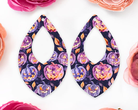 Spooky Pumpkins Halloween Teardrop Earrings Blanks