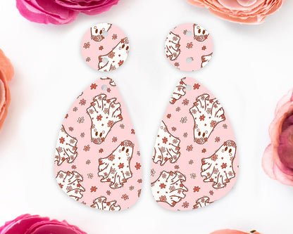 Groovy Ghost Halloween Teardrop Earring Blanks