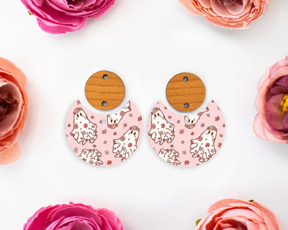 Groovy Ghosts Halloween Circle Drop Earring Blanks