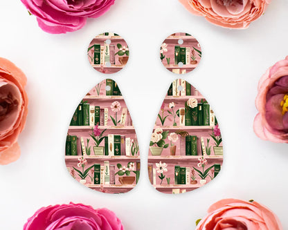 Pink Books Teardrop Earring Blanks