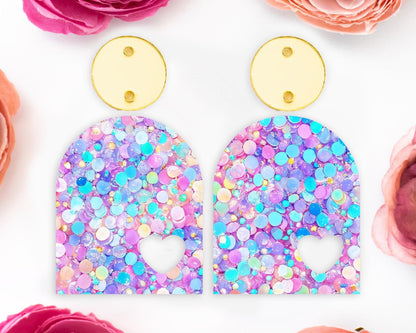 Pastel Confetti Sequins Arch Earrings Blanks