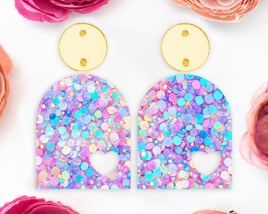 Pastel Confetti Sequins Arch Earrings Blanks