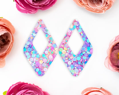 Pastel Confetti Sequins Diamond Teardrop Earrings Blanks