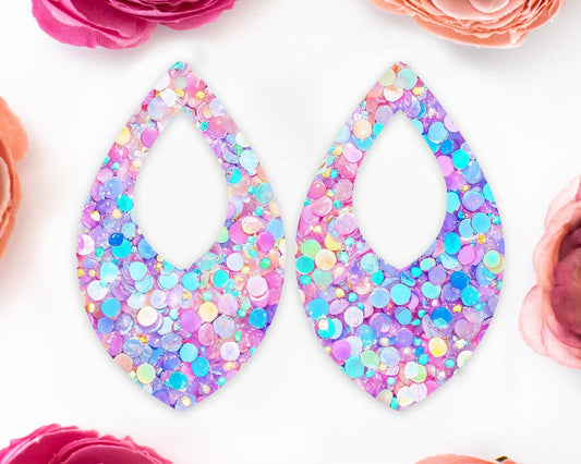 Pastel Confetti Sequin Teardrop Earrings Blanks
