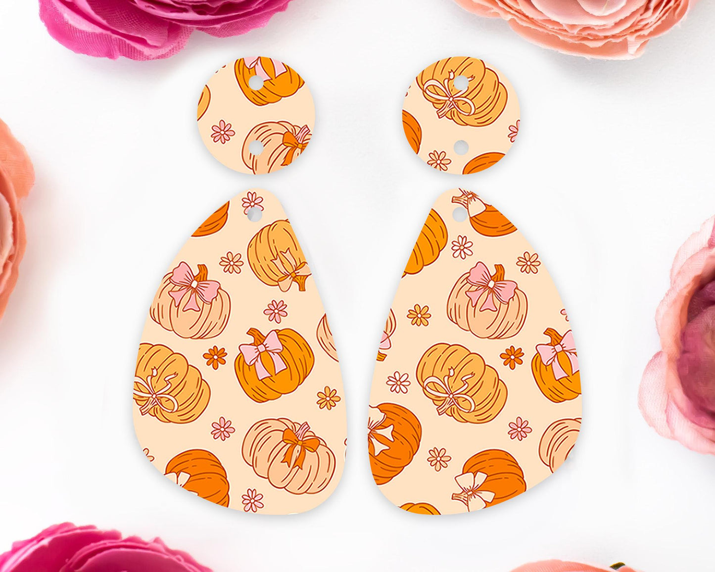 Bow Pumpkins Teardrop Earring Blanks