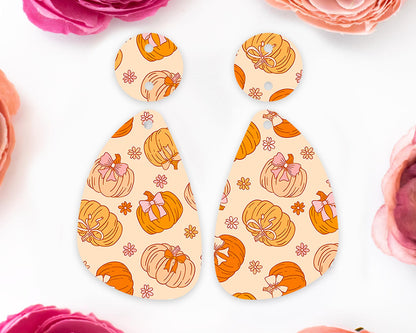 Bow Pumpkins Teardrop Earring Blanks