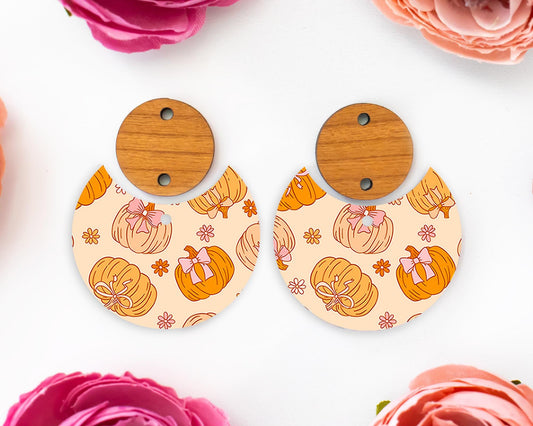Bow Pumpkins Circle Drop Earring Blanks
