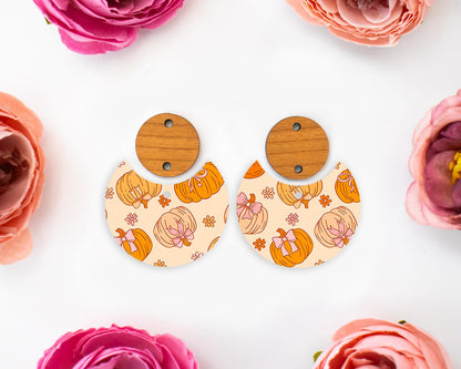 Bow Pumpkins Circle Drop Earring Blanks
