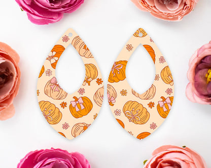 Bow Pumpkins Diamond Teardrop Earrings Blanks