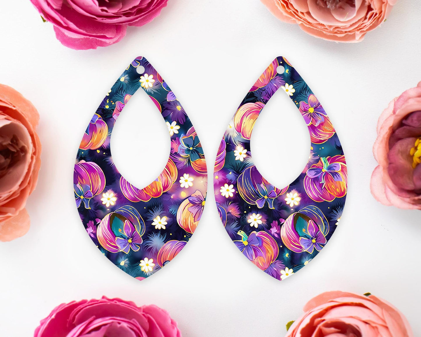 Dark Bow Pumpkins Diamond Teardrop Earrings Blanks