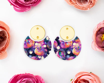 Dark Bow Pumpkins Circle Drop Earring Blanks