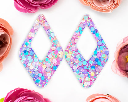 Pastel Confetti Sequins Diamond Teardrop Earrings Blanks
