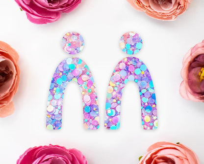 Pastel Confetti Sequins Arch Earrings Blanks