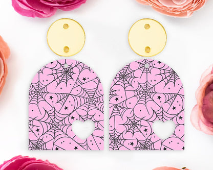 Pink Spider Webs Halloween Earring Blanks