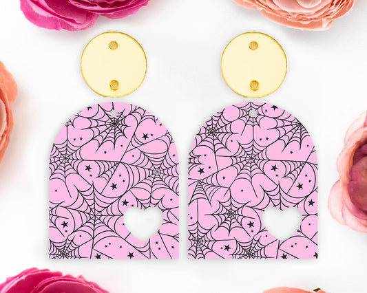 Pink Spider Webs Halloween Earring Blanks