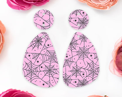 Pink Spider Webs Halloween Earring Blanks