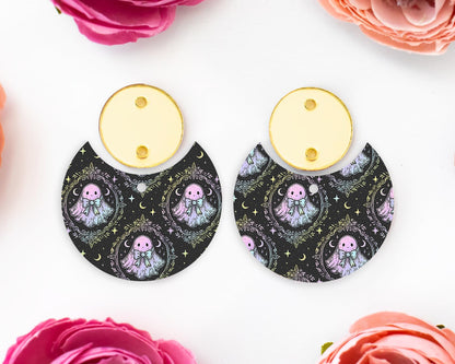 Halloween Pastel Ghosts Circle Drop Earrings Blanks