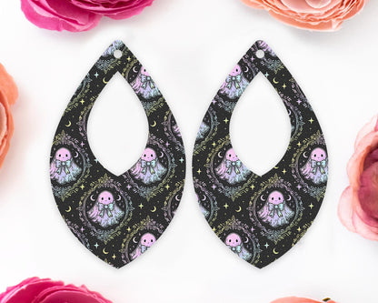 Pastel Ghost Halloween Teardrop Earrings Blanks