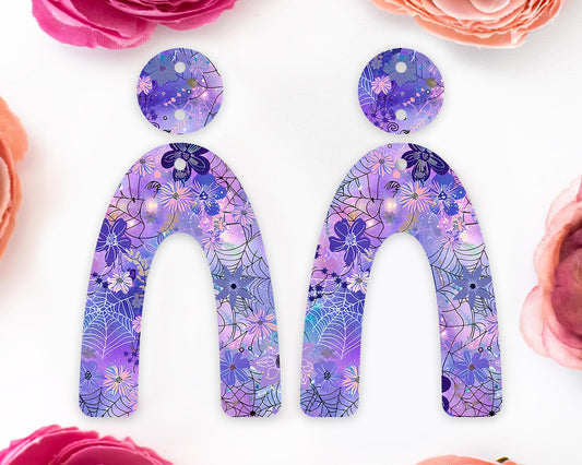 Floral Spider Web Halloween Arch Earrings Blanks